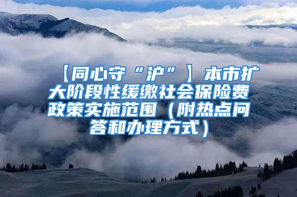 【同心守“滬”】本市擴(kuò)大階段性緩繳社會保險費(fèi)政策實施范圍（附熱點(diǎn)問答和辦理方式）