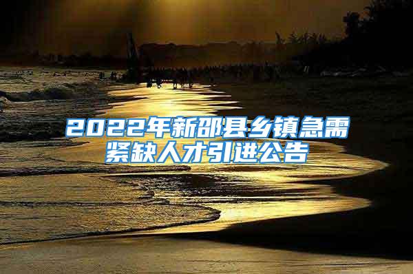 2022年新邵縣鄉(xiāng)鎮(zhèn)急需緊缺人才引進公告