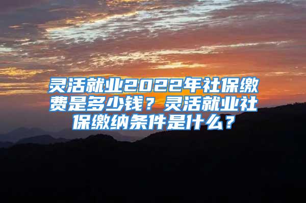 靈活就業(yè)2022年社保繳費(fèi)是多少錢？靈活就業(yè)社保繳納條件是什么？