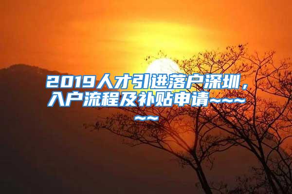 2019人才引進落戶深圳，入戶流程及補貼申請~~~~~