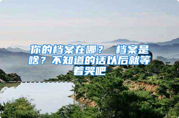 你的檔案在哪？ 檔案是啥？不知道的話以后就等著哭吧