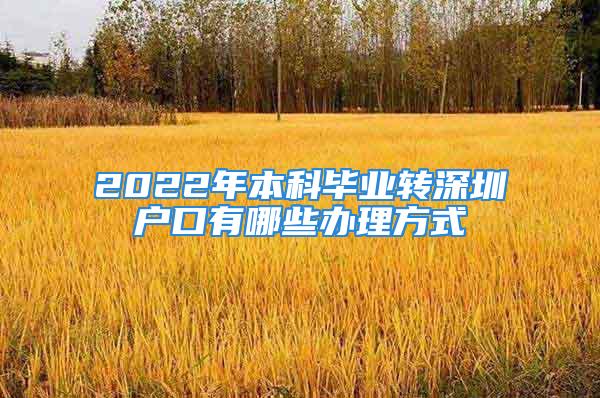 2022年本科畢業(yè)轉(zhuǎn)深圳戶口有哪些辦理方式