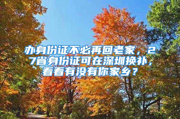 辦身份證不必再回老家，27省身份證可在深圳換補(bǔ)，看看有沒有你家鄉(xiāng)？