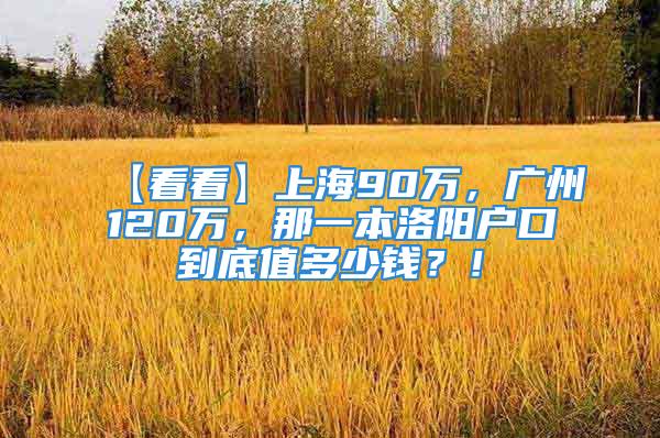 【看看】上海90萬，廣州120萬，那一本洛陽戶口到底值多少錢？！