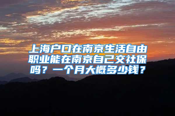 上海戶口在南京生活自由職業(yè)能在南京自己交社保嗎？一個月大概多少錢？