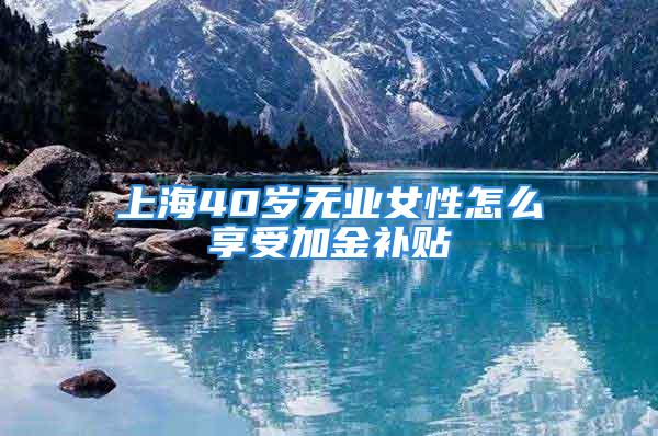 上海40歲無業(yè)女性怎么享受加金補貼