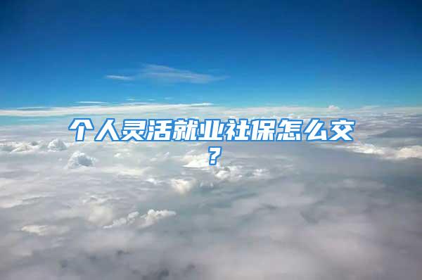 個人靈活就業(yè)社保怎么交？