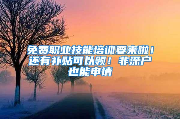 免費(fèi)職業(yè)技能培訓(xùn)要來啦！還有補(bǔ)貼可以領(lǐng)！非深戶也能申請(qǐng)