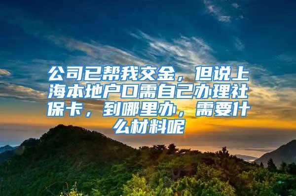 公司已幫我交金，但說(shuō)上海本地戶(hù)口需自己辦理社?？?，到哪里辦，需要什么材料呢