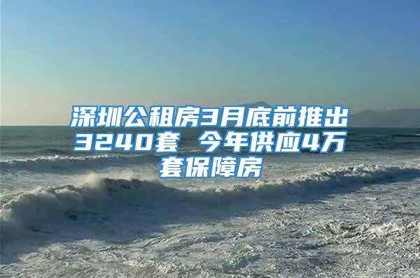 深圳公租房3月底前推出3240套 今年供應(yīng)4萬套保障房