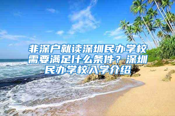 非深戶就讀深圳民辦學(xué)校需要滿足什么條件？深圳民辦學(xué)校入學(xué)介紹