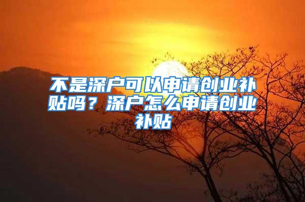 不是深戶可以申請(qǐng)創(chuàng)業(yè)補(bǔ)貼嗎？深戶怎么申請(qǐng)創(chuàng)業(yè)補(bǔ)貼