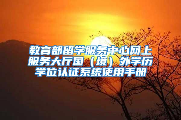 教育部留學(xué)服務(wù)中心網(wǎng)上服務(wù)大廳國（境）外學(xué)歷學(xué)位認(rèn)證系統(tǒng)使用手冊