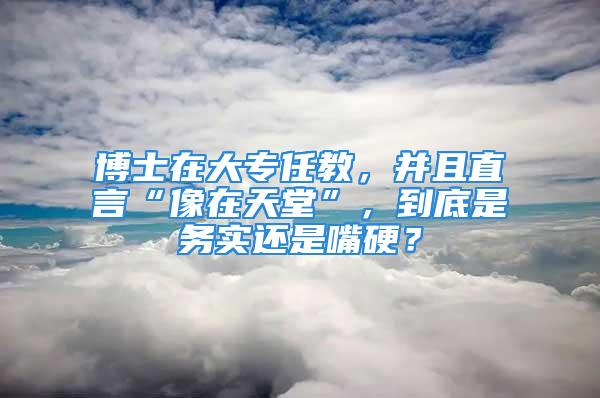 博士在大專任教，并且直言“像在天堂”，到底是務(wù)實還是嘴硬？