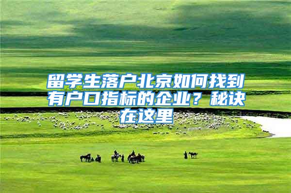 留學生落戶北京如何找到有戶口指標的企業(yè)？秘訣在這里