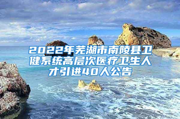 2022年蕪湖市南陵縣衛(wèi)健系統(tǒng)高層次醫(yī)療衛(wèi)生人才引進(jìn)40人公告