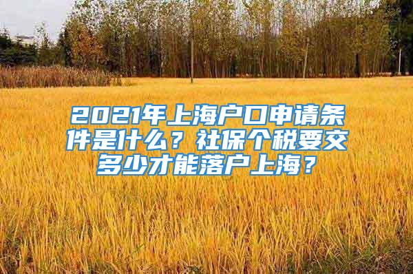 2021年上海戶口申請條件是什么？社保個稅要交多少才能落戶上海？