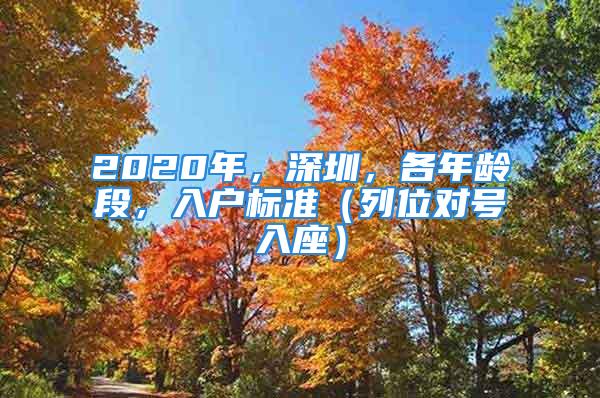 2020年，深圳，各年齡段，入戶標(biāo)準(zhǔn)（列位對(duì)號(hào)入座）