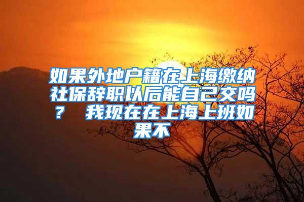 如果外地戶籍在上海繳納社保辭職以后能自己交嗎？ 我現(xiàn)在在上海上班如果不