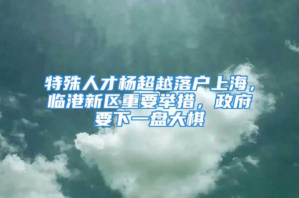 特殊人才楊超越落戶上海，臨港新區(qū)重要舉措，政府要下一盤大棋