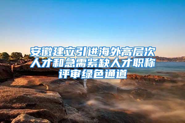 安徽建立引進(jìn)海外高層次人才和急需緊缺人才職稱評(píng)審綠色通道