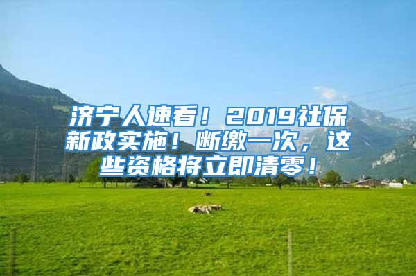 濟寧人速看！2019社保新政實施！斷繳一次，這些資格將立即清零！