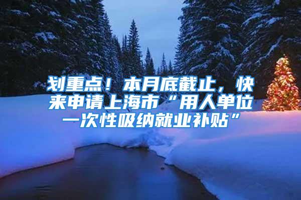 劃重點！本月底截止，快來申請上海市“用人單位一次性吸納就業(yè)補貼”