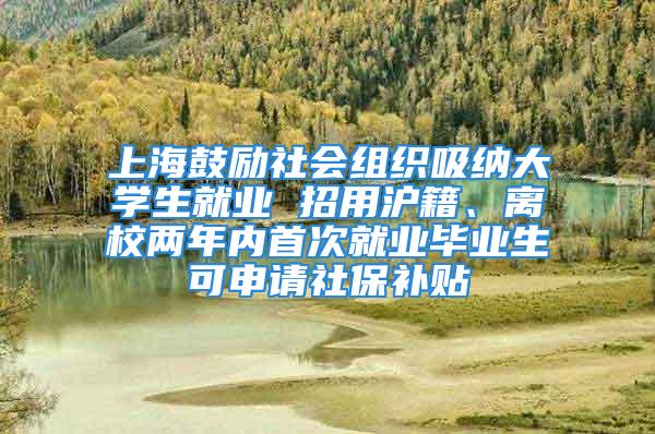 上海鼓勵社會組織吸納大學(xué)生就業(yè) 招用滬籍、離校兩年內(nèi)首次就業(yè)畢業(yè)生可申請社保補貼