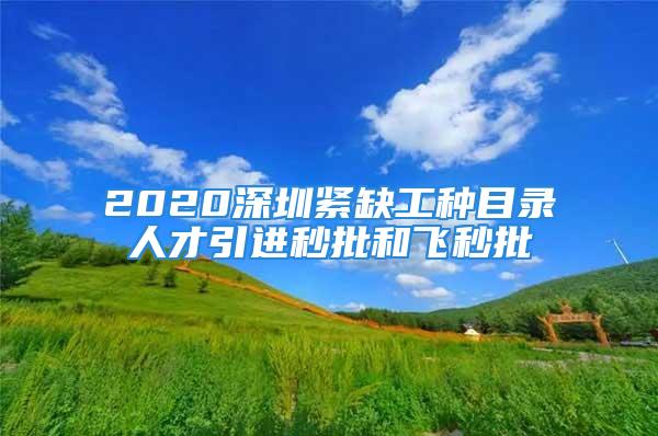 2020深圳緊缺工種目錄人才引進(jìn)秒批和飛秒批