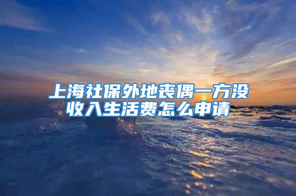 上海社保外地喪偶一方?jīng)]收入生活費(fèi)怎么申請(qǐng)