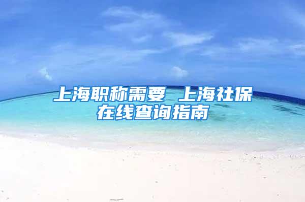 上海職稱需要 上海社保在線查詢指南