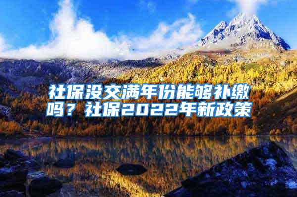 社保沒交滿年份能夠補繳嗎？社保2022年新政策