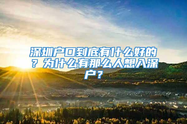 深圳戶口到底有什么好的？為什么有那么人想入深戶？