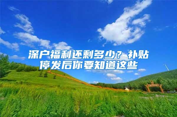 深戶福利還剩多少？補(bǔ)貼停發(fā)后你要知道這些