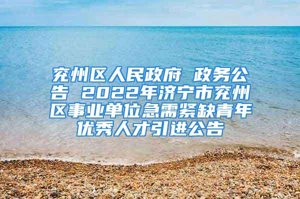 兗州區(qū)人民政府 政務公告 2022年濟寧市兗州區(qū)事業(yè)單位急需緊缺青年優(yōu)秀人才引進公告