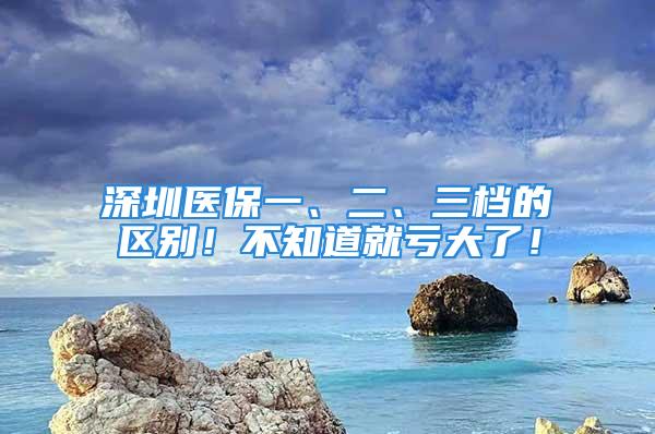 深圳醫(yī)保一、二、三檔的區(qū)別！不知道就虧大了！