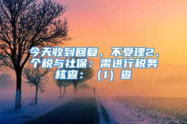 今天收到回復(fù)，不受理2、個稅與社保：需進(jìn)行稅務(wù)核查：（1）查