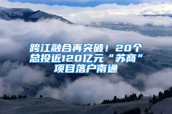 跨江融合再突破！20個總投近120億元“蘇商”項目落戶南通