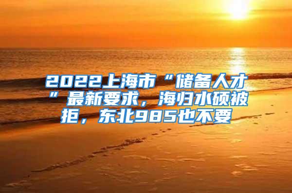 2022上海市“儲備人才”最新要求，海歸水碩被拒，東北985也不要