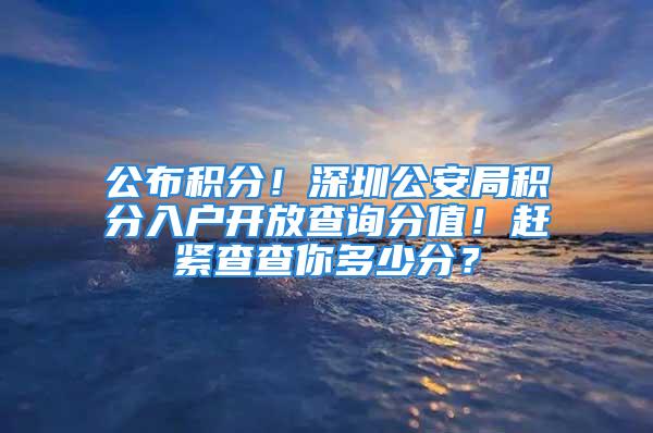 公布積分！深圳公安局積分入戶開放查詢分值！趕緊查查你多少分？