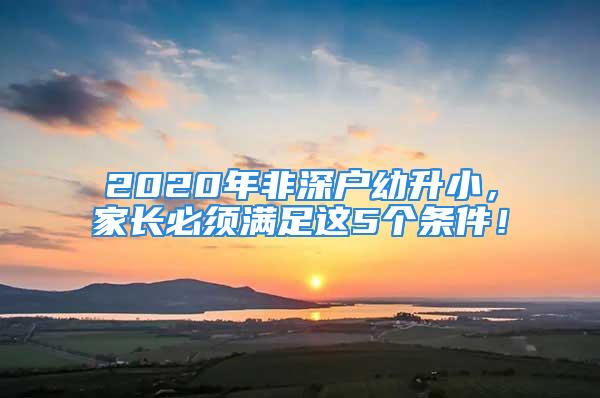 2020年非深戶幼升小，家長必須滿足這5個(gè)條件！