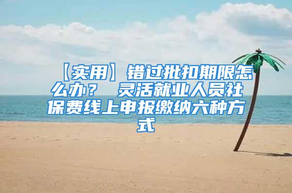 【實用】錯過批扣期限怎么辦？ 靈活就業(yè)人員社保費線上申報繳納六種方式