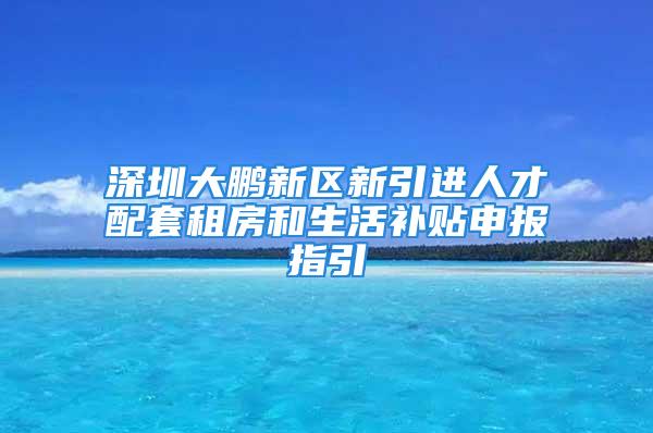 深圳大鵬新區(qū)新引進(jìn)人才配套租房和生活補(bǔ)貼申報(bào)指引