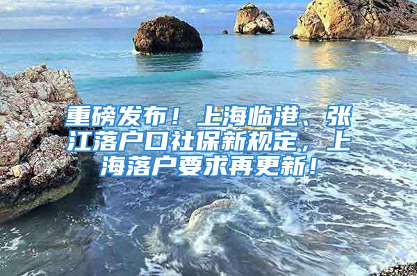 重磅發(fā)布！上海臨港、張江落戶口社保新規(guī)定，上海落戶要求再更新！