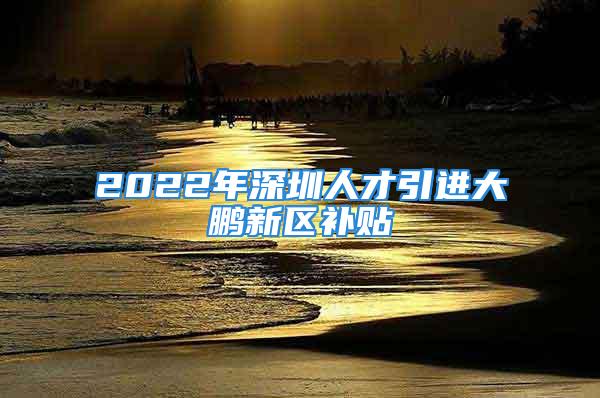 2022年深圳人才引進大鵬新區(qū)補貼