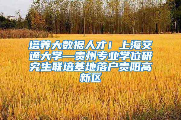 培養(yǎng)大數(shù)據(jù)人才！上海交通大學(xué)—貴州專業(yè)學(xué)位研究生聯(lián)培基地落戶貴陽(yáng)高新區(qū)