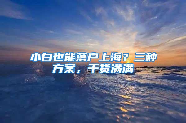 小白也能落戶上海？三種方案，干貨滿滿