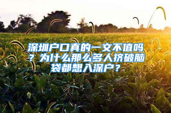 深圳戶口真的一文不值嗎？為什么那么多人擠破腦袋都想入深戶？