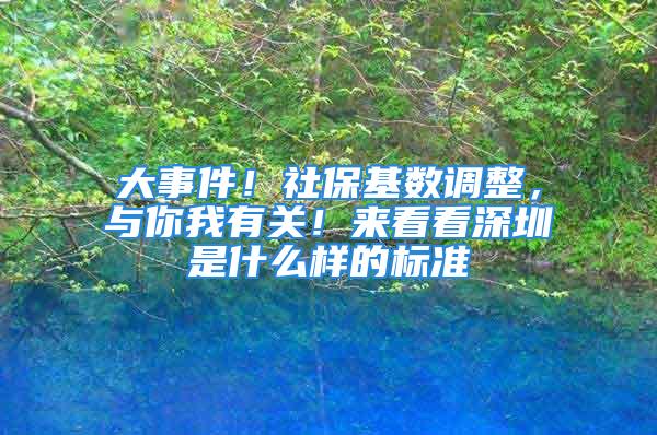 大事件！社?；鶖?shù)調整，與你我有關！來看看深圳是什么樣的標準