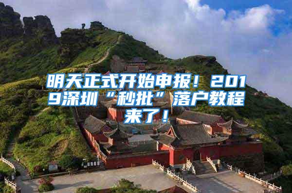 明天正式開始申報！2019深圳“秒批”落戶教程來了！